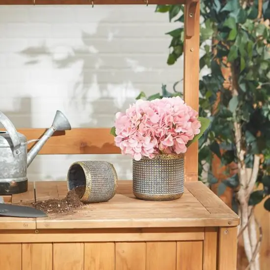 Modern Metallic Cement Flower Pot Set {4}