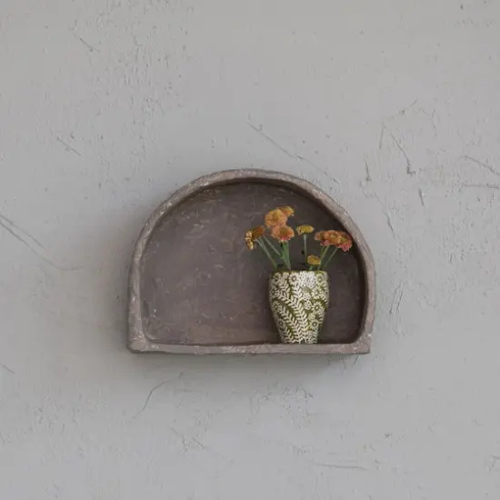 Hello Honey&reg; Gray Paper Mache Half Moon Wall Shelf {3}