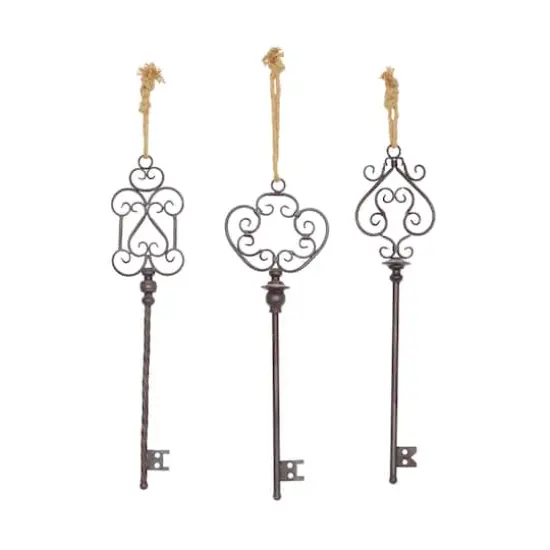 31" Black Metal Skeleton Key Industrial Wall D&eacute;cor Set {1}