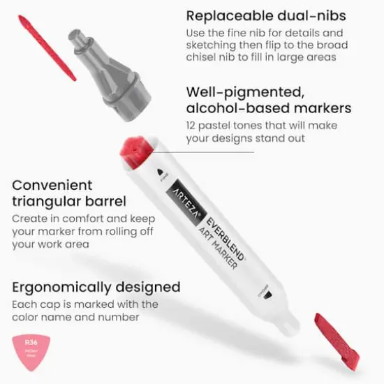 Arteza&reg; EverBlend&reg; Ultra Pastel Dual Tip Alcohol Marker Set {4}