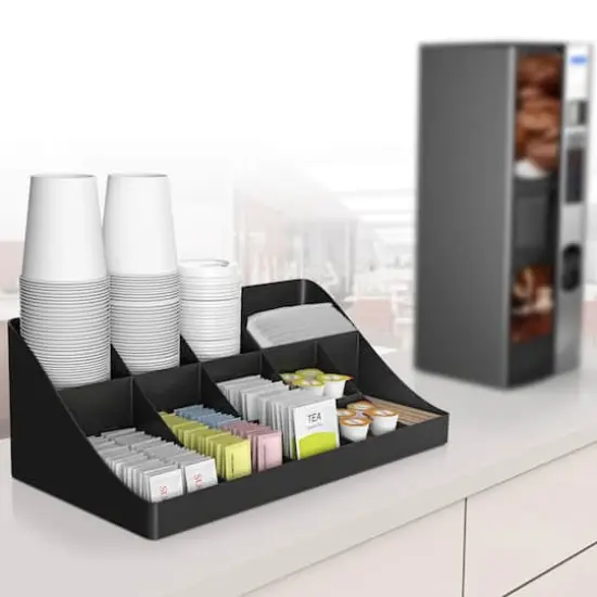 Mind Reader Black 11 Compartment Breakroom Coffee Condiment Organizer {3}