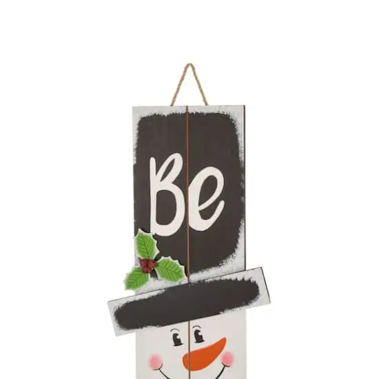 Glitzhome&reg; 42" Be Merry Wooden Snowman Porch Sign {4}