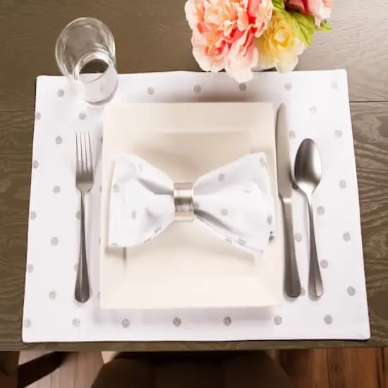 DII&reg; Reversible Polka Dot Placemat(Set of 4) Metallic Silver/White {5}