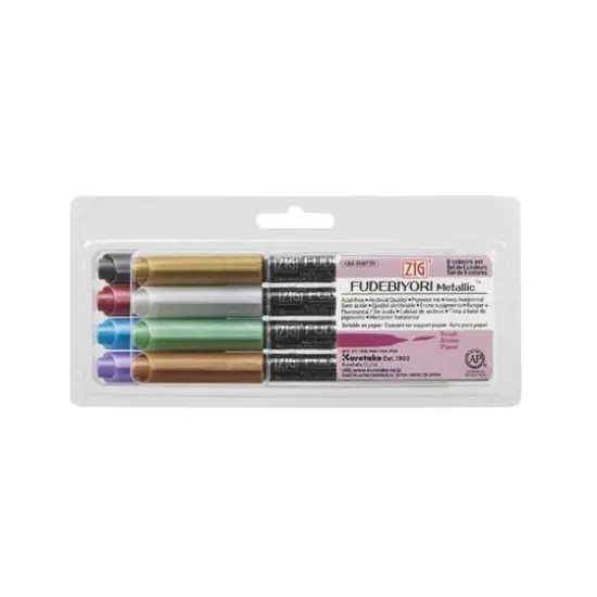 ZIG&reg; Fudebiyori Metallic Brush Pen 8 Color Set {1}