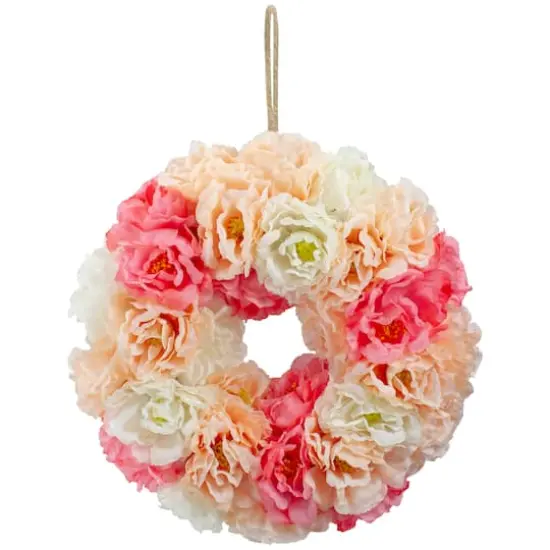 8" Pink & White Peony Artificial Spring Floral Wreath {1}