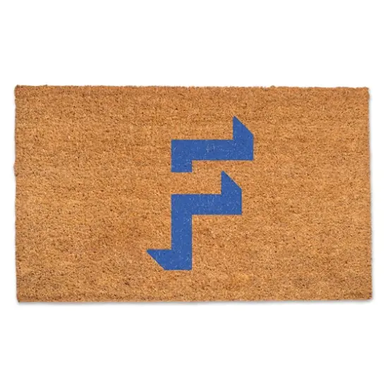 Blue Shadow Monogram Natural Coir Doormat F {1}