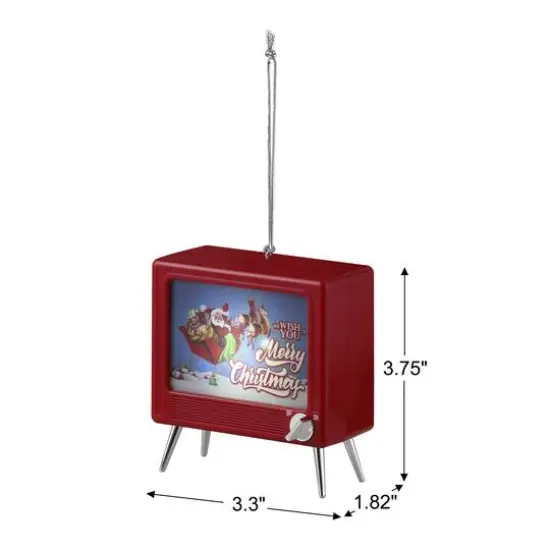 Red Plastic Musical LED TV Ornament {4}