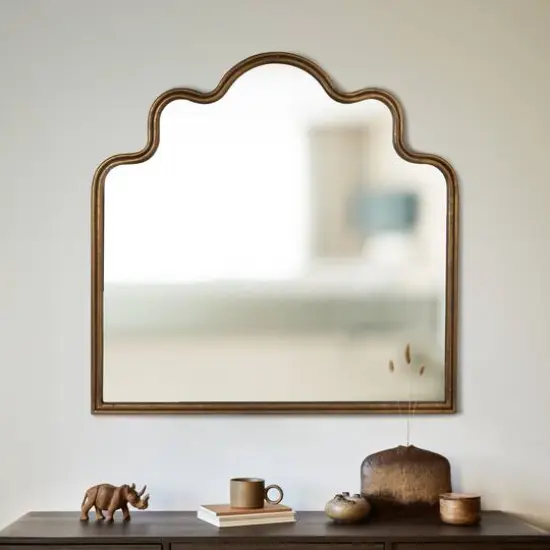 Hello Honey&reg; 29" Gold Decorative Scalloped Arched Mirror {3}
