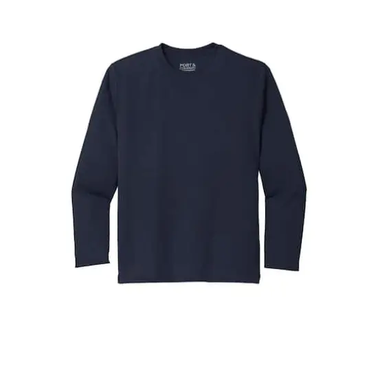Port & Company&reg; Youth Long Sleeve Performance T-Shirt Deep Navy {1}