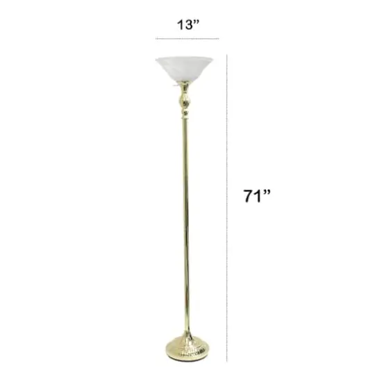 Lalia Home 6ft. Torchiere Floor Lamp with Marbleized Shade Gold with White Shade {4}