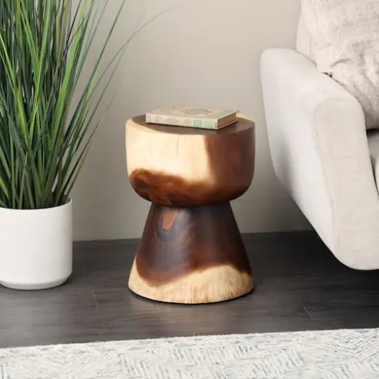 18" Brown Wood Grain Accent Table {3}