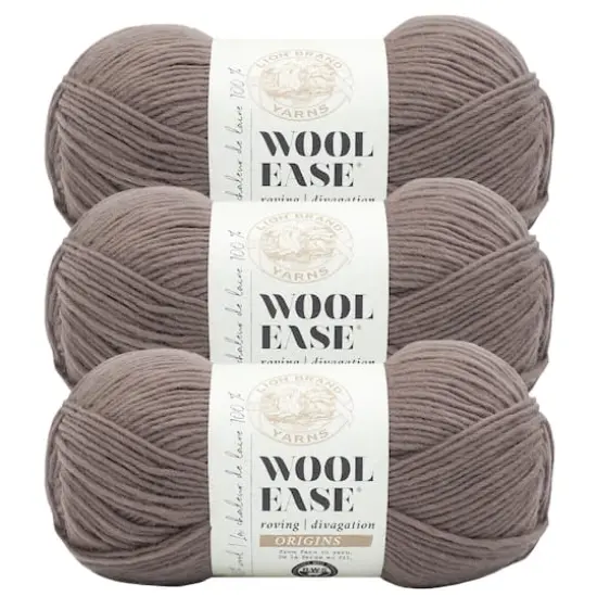 3 Pack Lion Brand&reg; Wool-Ease&reg; Roving Origins Yarn Mushroom {1}