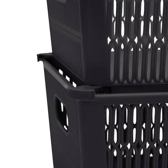 Simplify Slide Stack It Storage Tote Baskets, 2ct. Black {9}