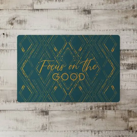 Focus on the Good Geo Diamond Floor Mat Blue and Gold {3}