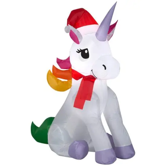 3.5ft. Airblown&reg; Inflatable Rainbow Unicorn {1}