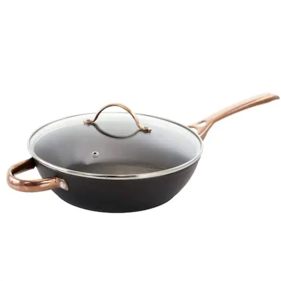 Oster Allsberg 3.5qt. Aluminum Sauté Pan With Lid Set & Bronze Handles {6}
