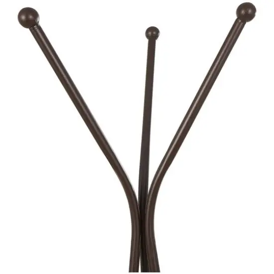 6ft. Brown Metal Geometric 3-Hanger Coat Rack with Basket {5}
