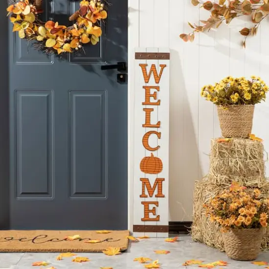 Glitzhome&reg; 42" Fall Wooden Welcome Porch Sign {10}