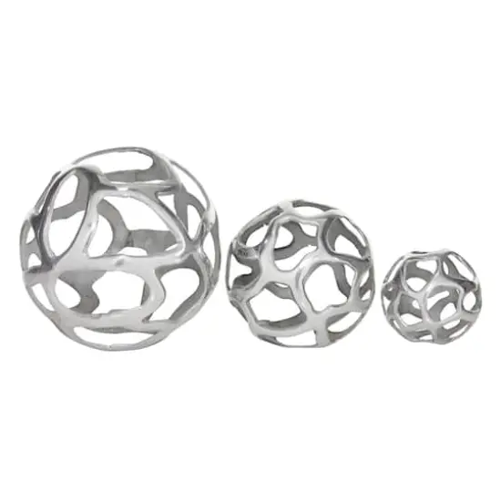 Silver Contemporary Orb Sculpture Set {1}