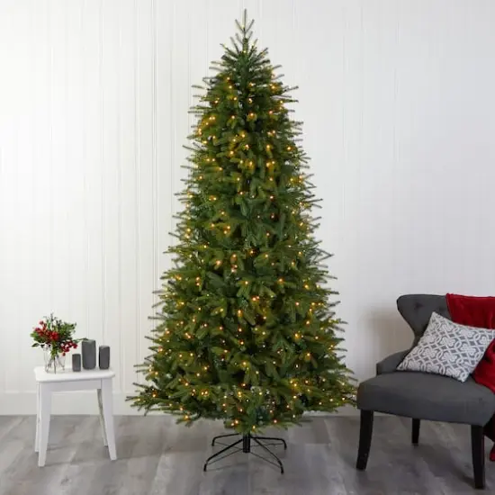 8ft. Pre-Lit Vancouver Fir Natural Look Artificial Christmas Tree with Clear LED Lights {9}