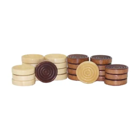 Set of 24 Stackable Wood Grooved Checkers, 1.5" {1}