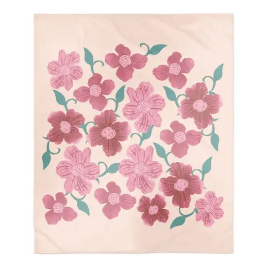 Pink Florals 50" x 60" Coral Fleece Blanket {1}