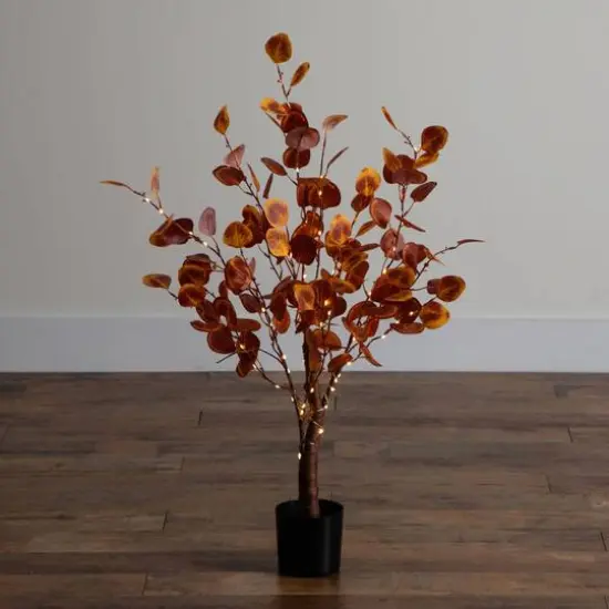 3ft. Pre-Lit Autumn Eucalyptus Artificial Fall Tree with 80 Warm White LED Lights {7}