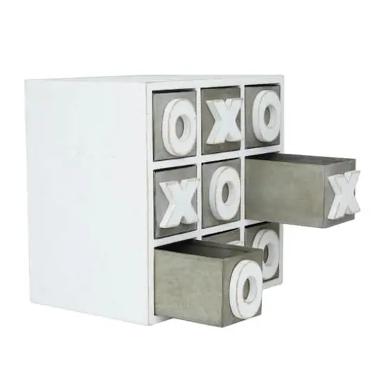 White Wood Traditional Tic Tac Toe Cabinet, 11" x 11" x 9" {4}