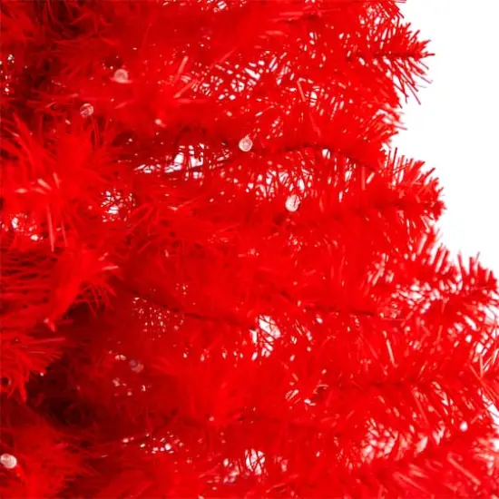 3ft. Pre-Lit Red Artificial Christmas Tree, Warm White LED Lights {6}