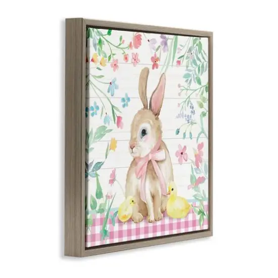 Stupell Industries Easter Bunny & Chicks Floater Framed Art Brown {4}