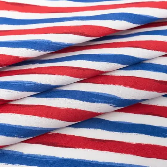 SINGER Horizontal Red, White & Blue Stripe Cotton Fabric {3}