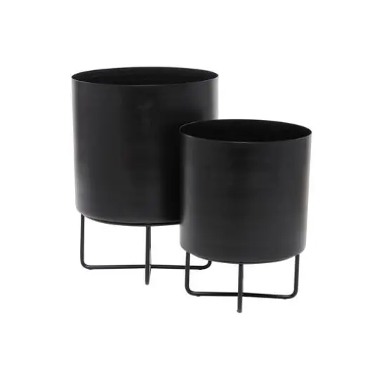 Black Modern Planter, Set of 2" 16", 13" {3}