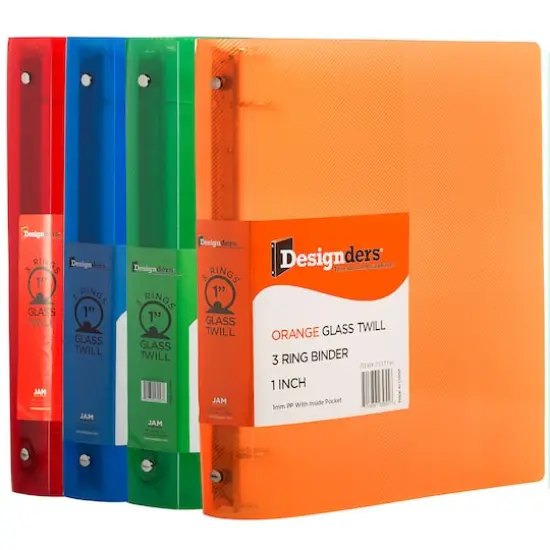 JAM Paper 1" Mixed Colors Plastic 3-Ring Binders, 4ct. {1}