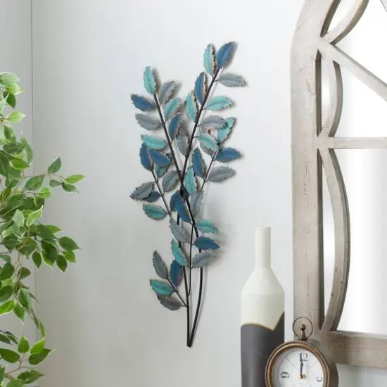 32" Blue Traditional Floral Metal Wall D&eacute;cor {8}