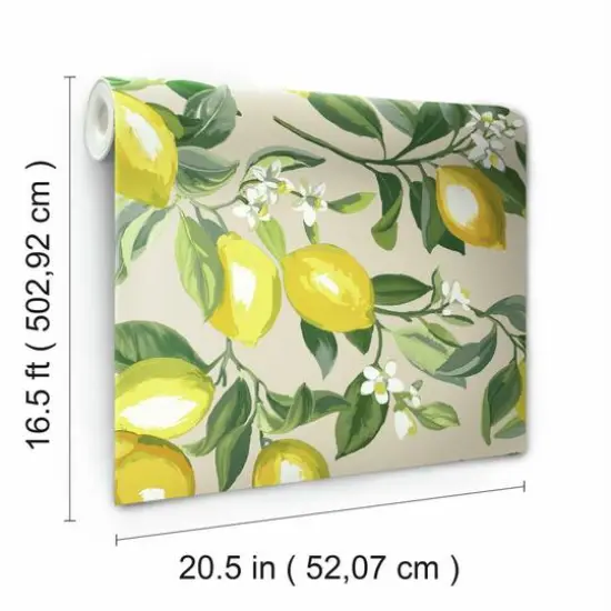 RoomMates Lemon Zest Peel & Stick Wallpaper Yellow/Beige {9}