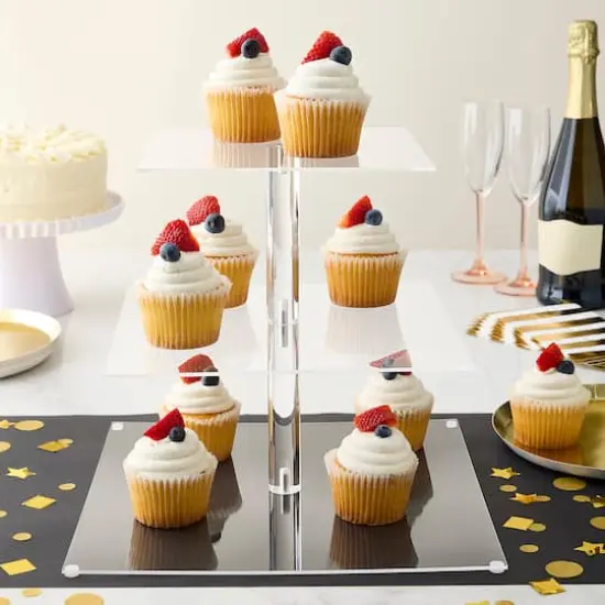 11" Clear Square 3-Tier Acrylic Treat Stand by Celebrate It&trade; {3}