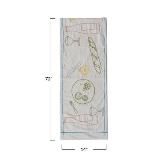 Hello Honey® 6ft. Food & Beverage Cotton Embroidered Table Runner {4}