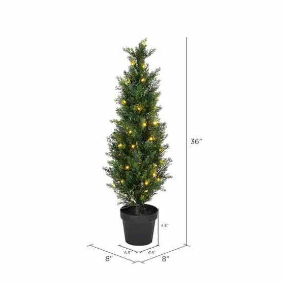 3ft. Pre-Lit Potted Green Cedar Tree {4}