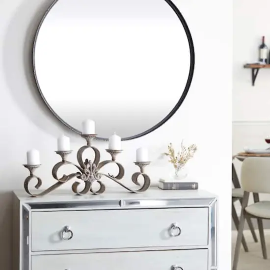 23'' Gray Iron Rustic Candle Holder {8}