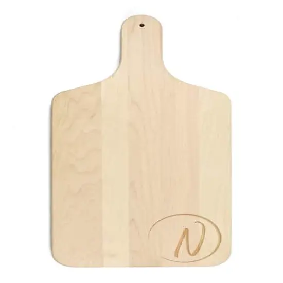 Circle Monogram Maple Paddle Cutting Board N {1}