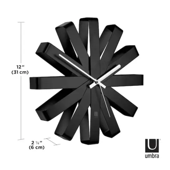 Umbra 12" Black Ribbon Round Wall Clock {6}
