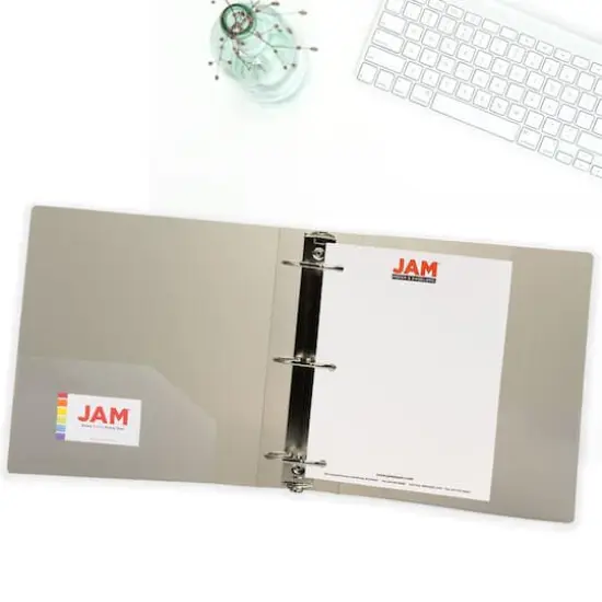 JAM Paper 3" Glass Twill Plastic 3-Ring Binder Smoke {7}