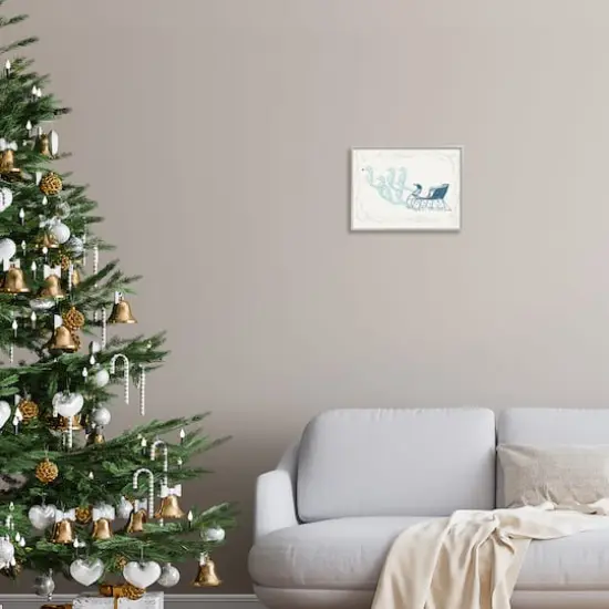 Stupell Industries Seahorse Santa Sled Nautical Christmas Framed Giclee Art Gray {3}