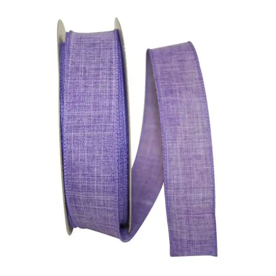 Reliant 1.5" x 50yd. Linen Wired Ribbon Purple {1}