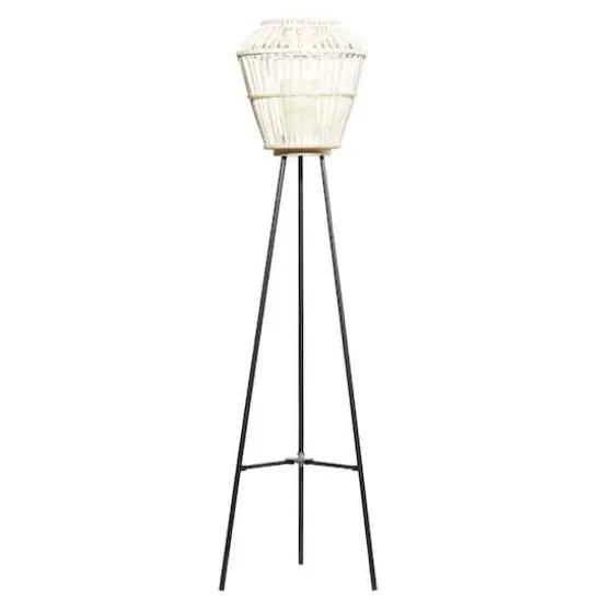 White Metal Natural Lantern, 55" x 13" x 13" {1}