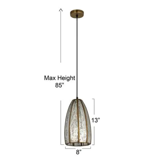 Hello Honey&reg; Antiqued Mirrored Mercury Glass Pendant with Gold Framework Design {4}