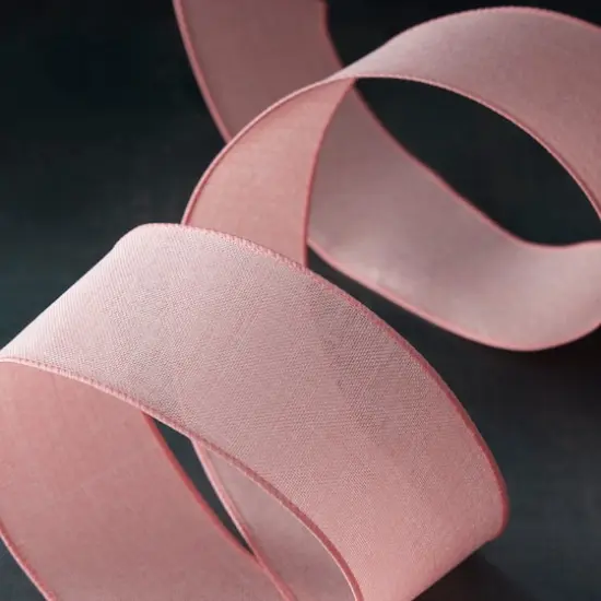 2.5" x 25ft. Faux Linen Wired Ribbon by Celebrate It&trade; D&eacute;cor Blush {5}