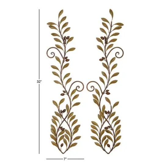 Green Metal Traditional Leaves Wall D&eacute;cor Set {6}