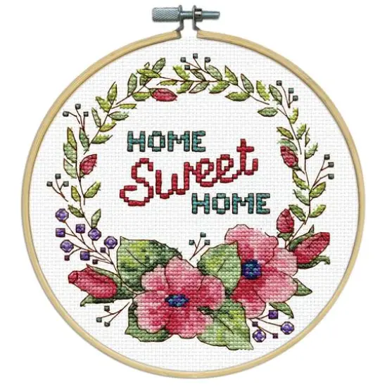 Design Works&trade; 8'' Round Home Sweet Home Counted Cross Stitch Kit {4}