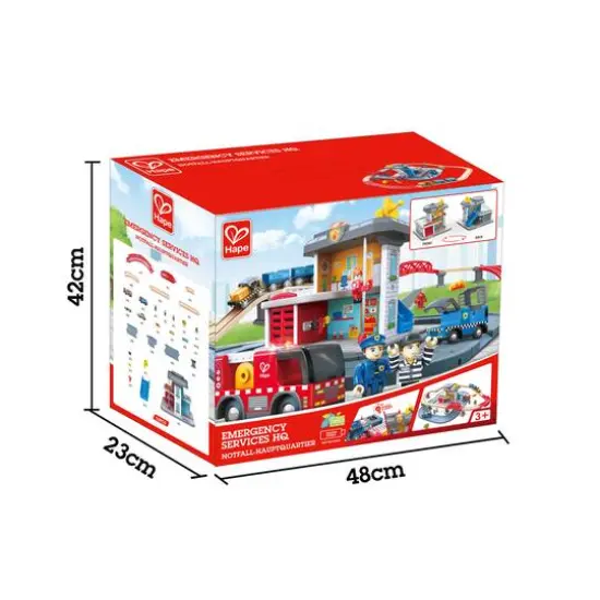 Hape Emergency Services HQ Police & Fire Station Wooden Train Set {7}